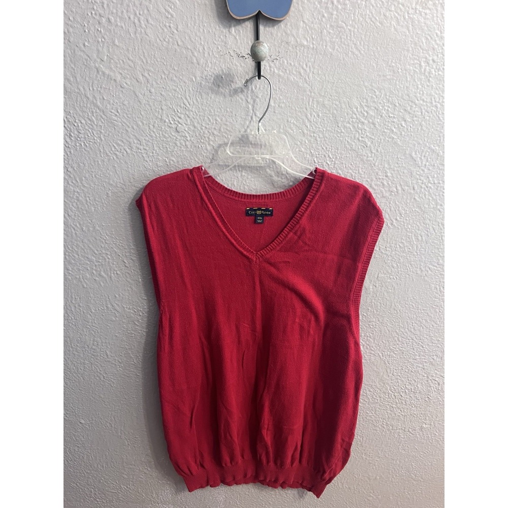 Club Room Men Cotton‎ Red Sweater Vest Size XXL
